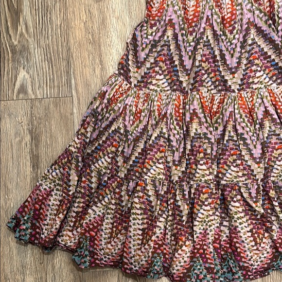 Anthropologie Conditions Apply Women's Size 4 Zig Zag Tiered Maxi Cotton Dress - Picture 7 of 13